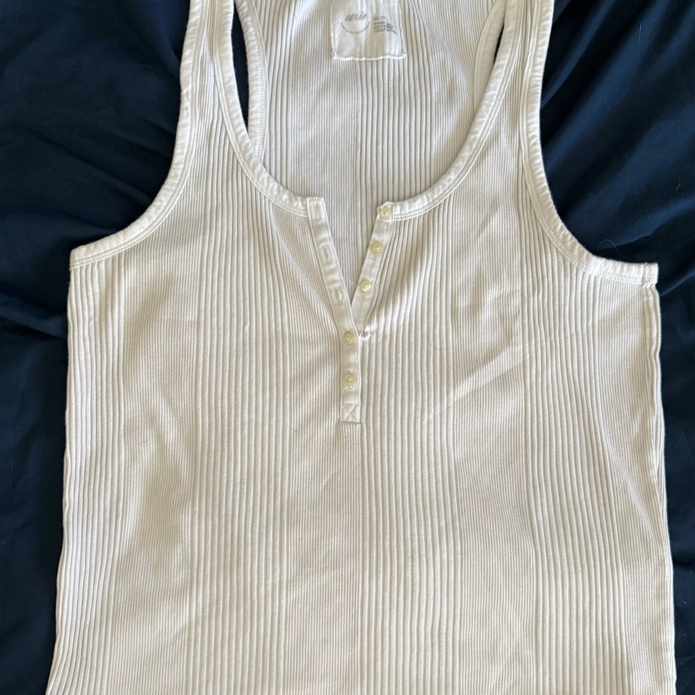 Cream Ribbed Tank Top
